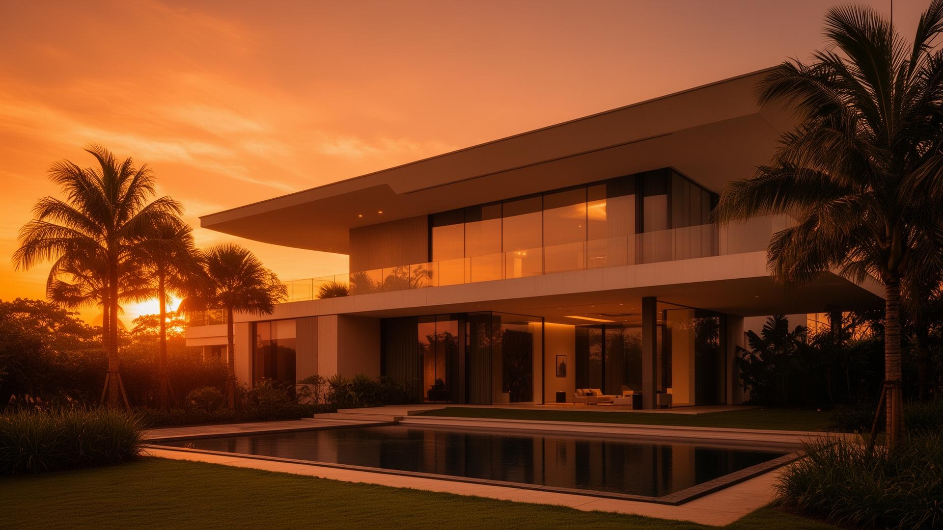Premium modern residential property at golden hour